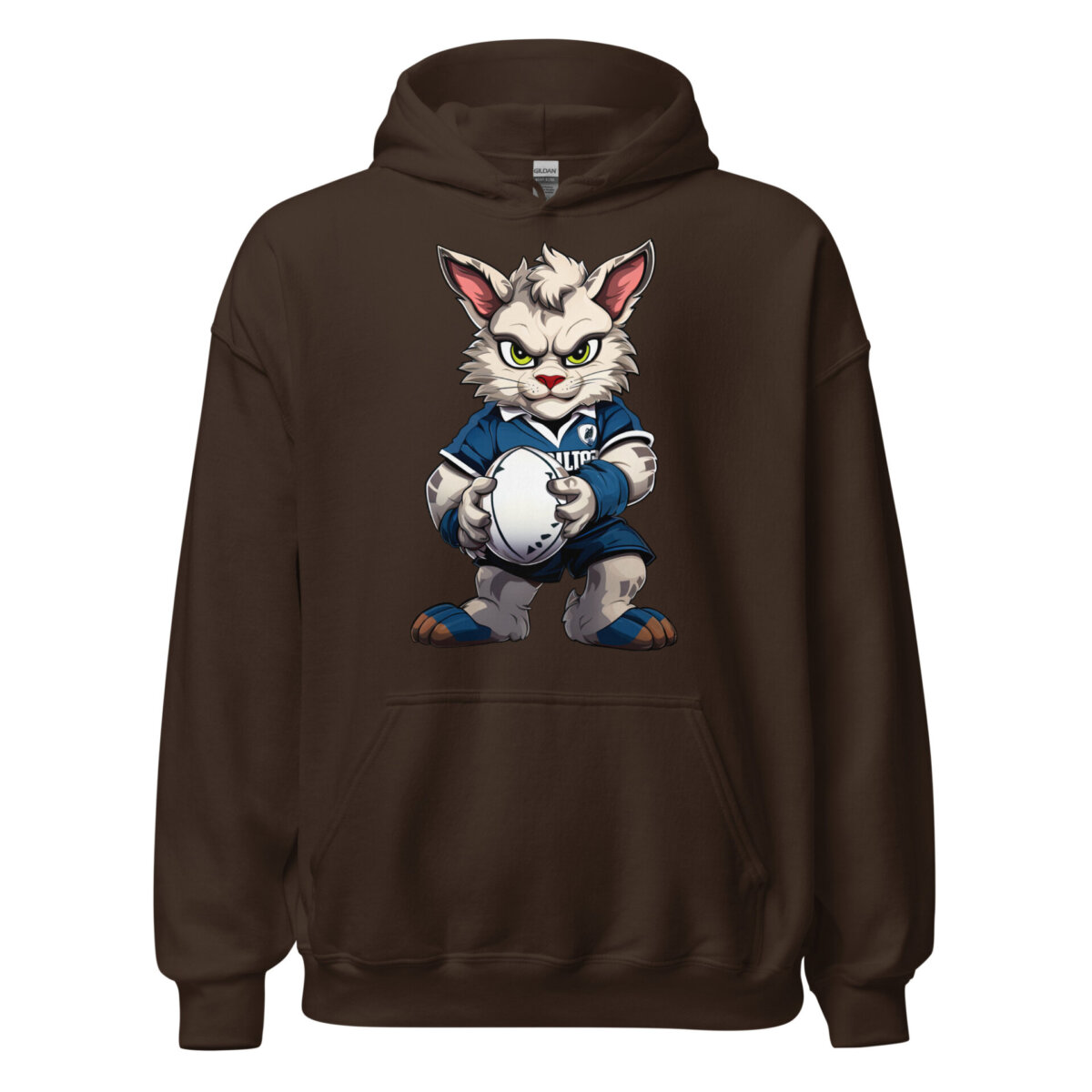 Rugby Cat Maenner Kapuzenpulli Dunkle Schokolade