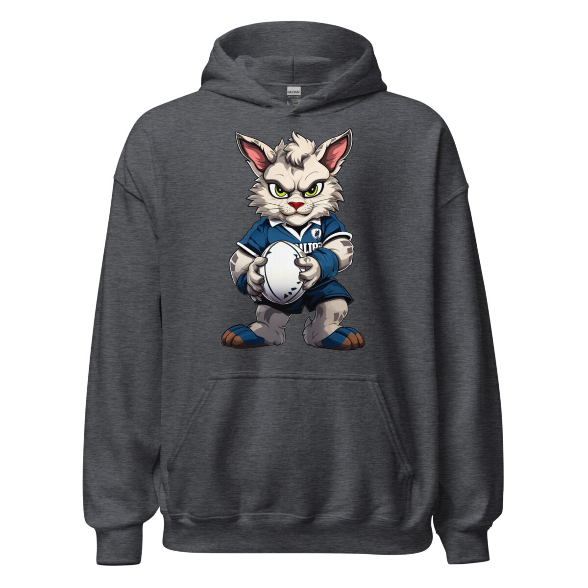 Rugby Cat Maenner Kapuzenpulli Dunkles Heather