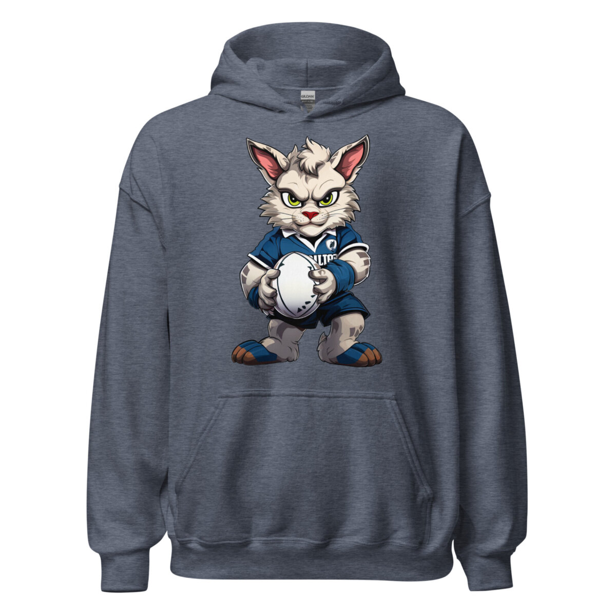 Rugby Cat Maenner Kapuzenpulli Heather Sport Dark Navy