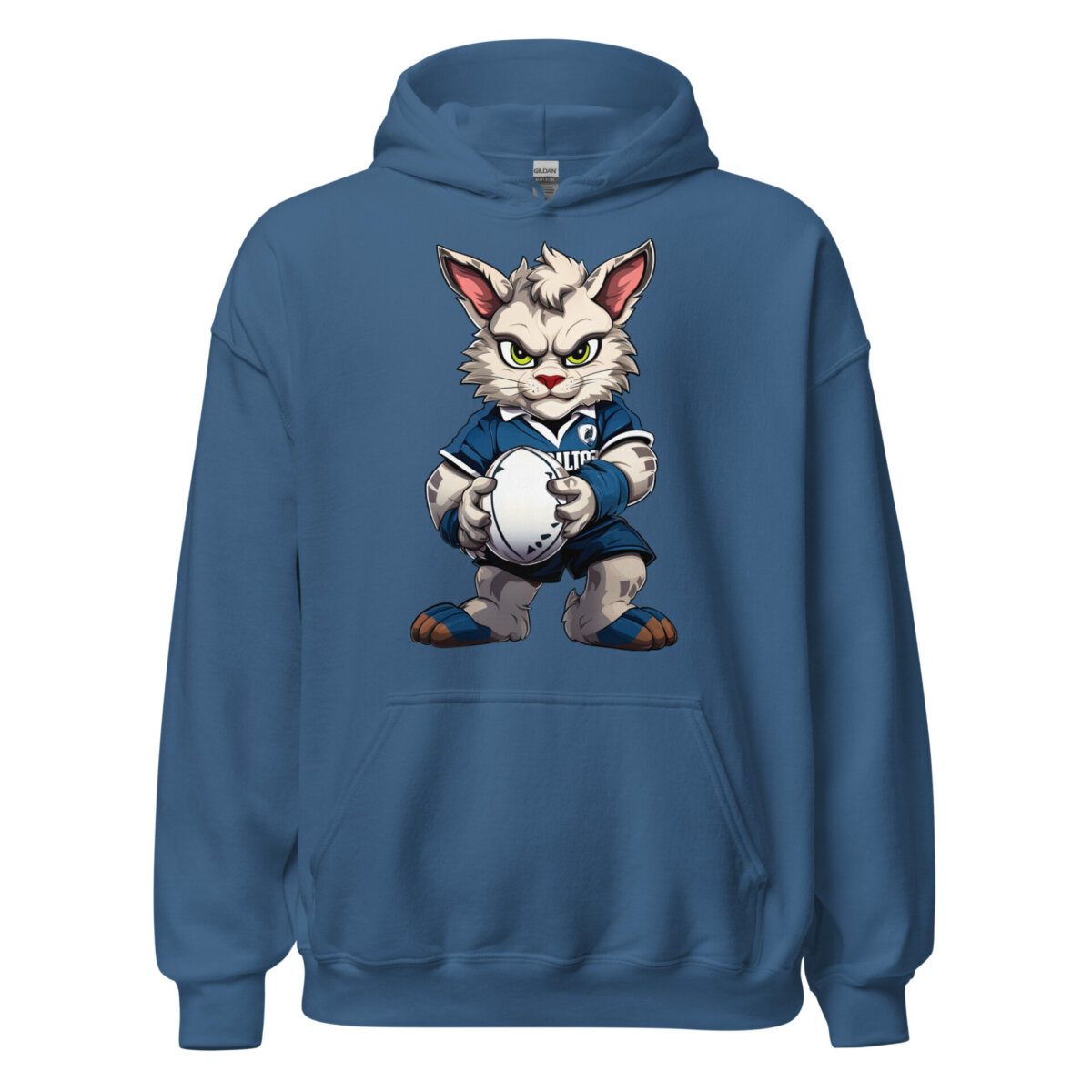 Rugby Cat Maenner Kapuzenpulli Indigoblau