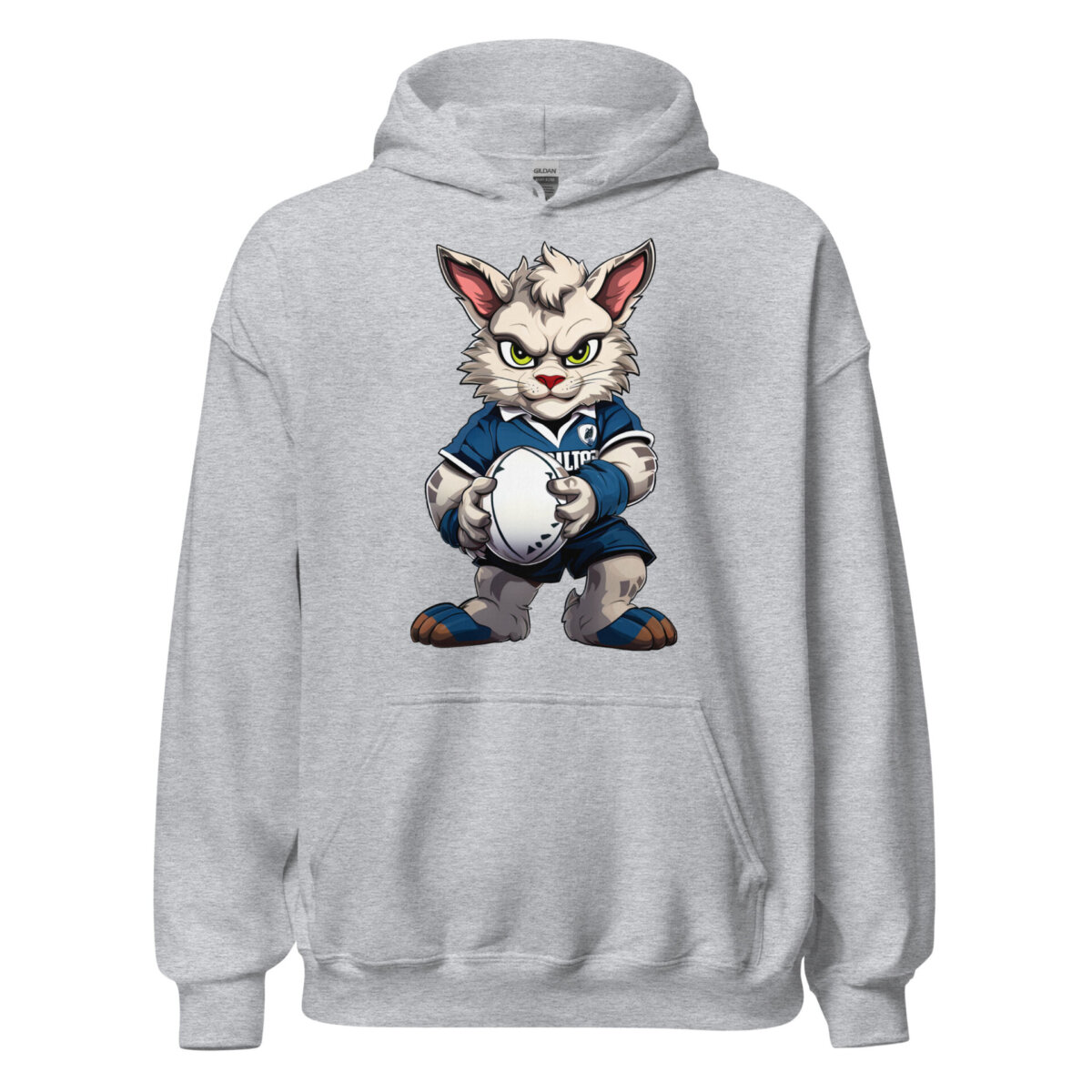 Rugby Cat Maenner Kapuzenpulli Sportgrau