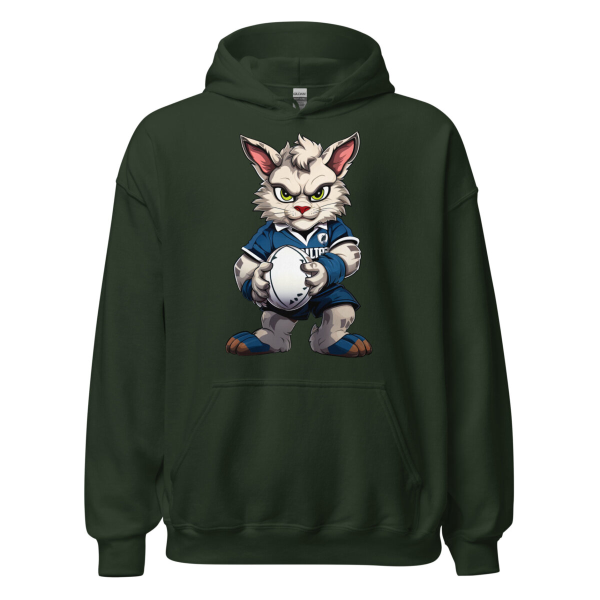 Rugby Cat Maenner Kapuzenpulli Waldgruen