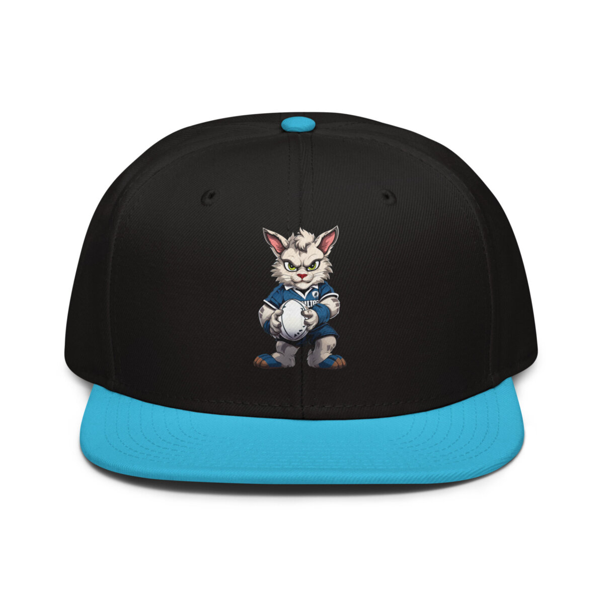 Rugby Cat Snapback Cap Aquablau Schwarz Schwarz