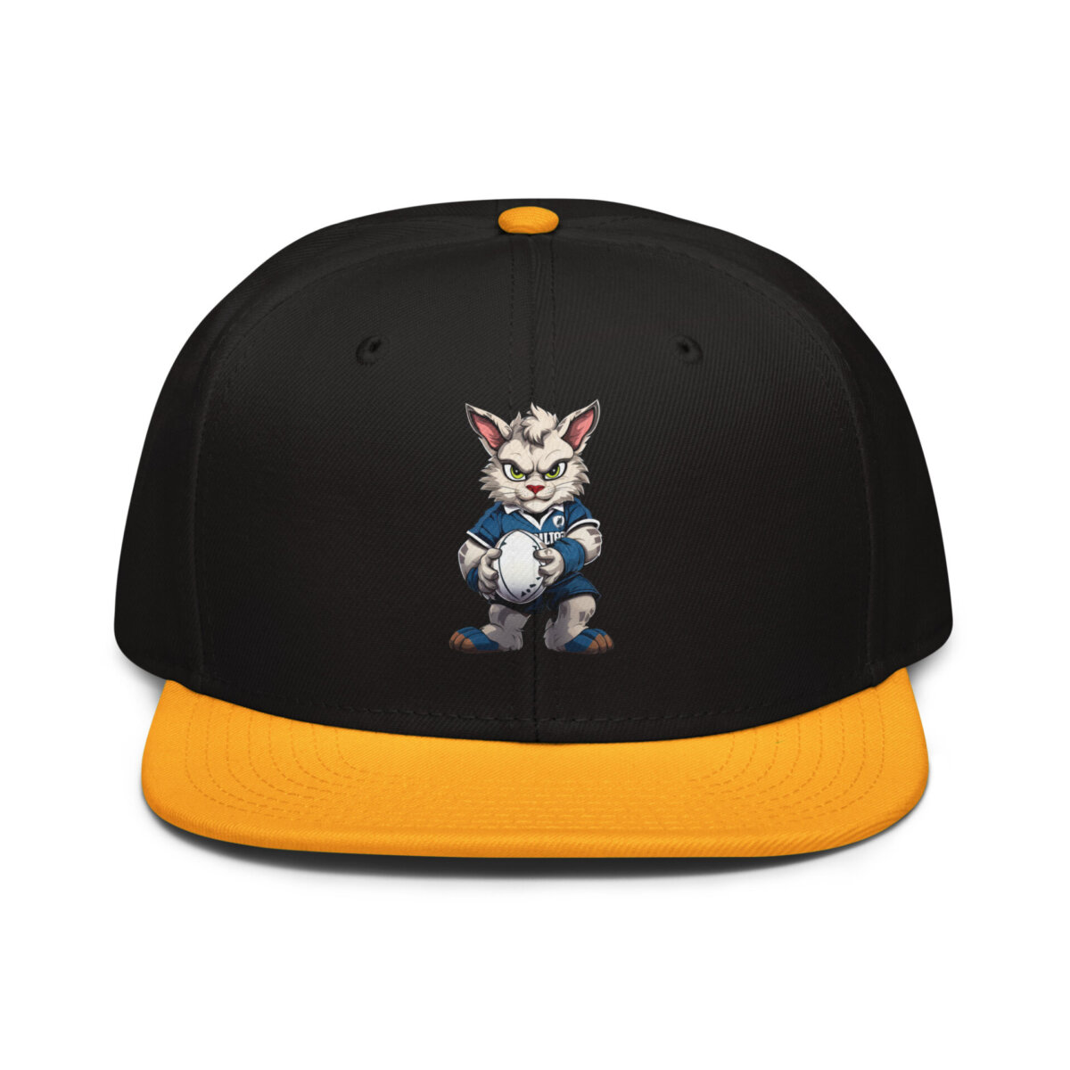 Rugby Cat Snapback Cap Gold Schwarz Schwarz