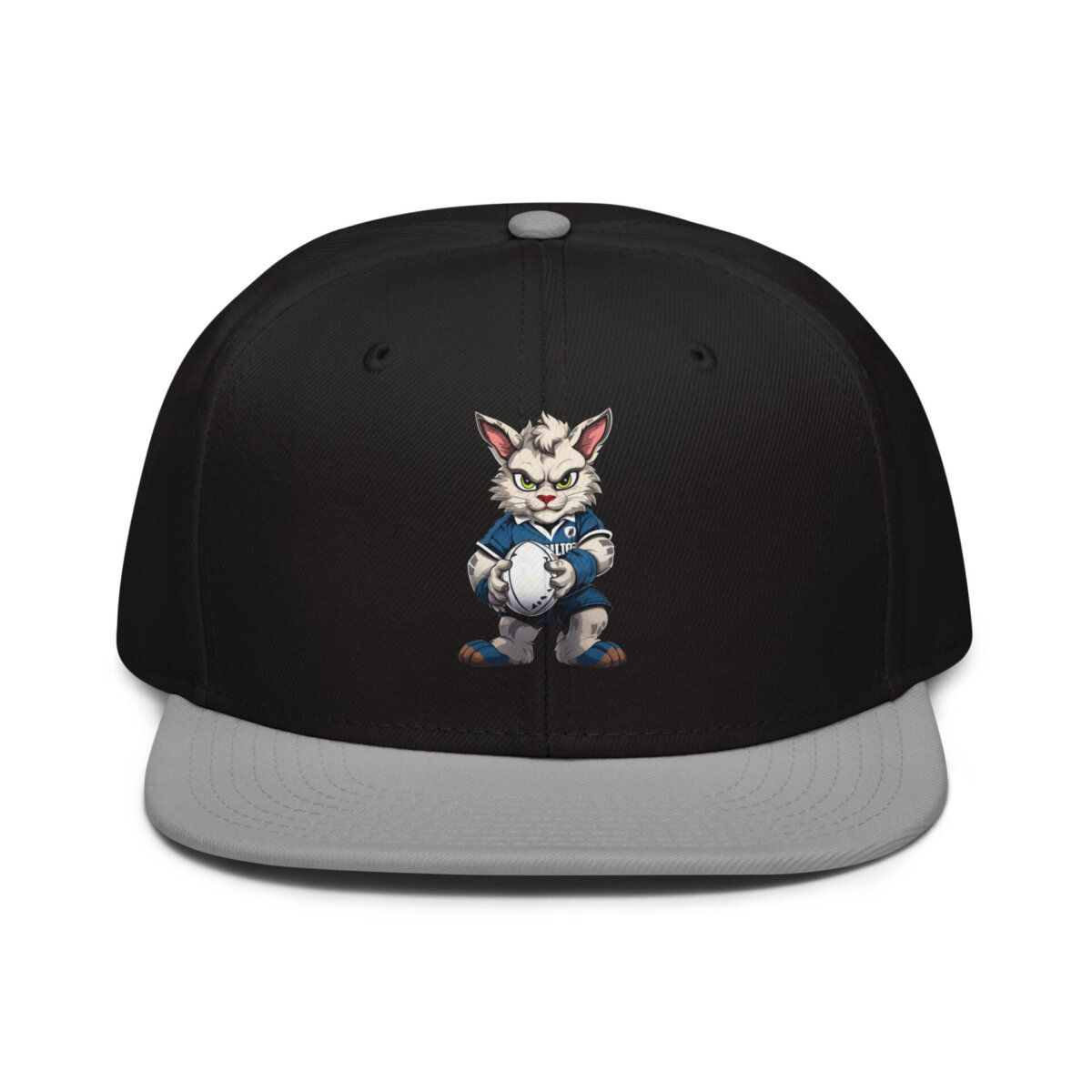 Rugby Cat Snapback Cap Grau Schwarz Schwarz