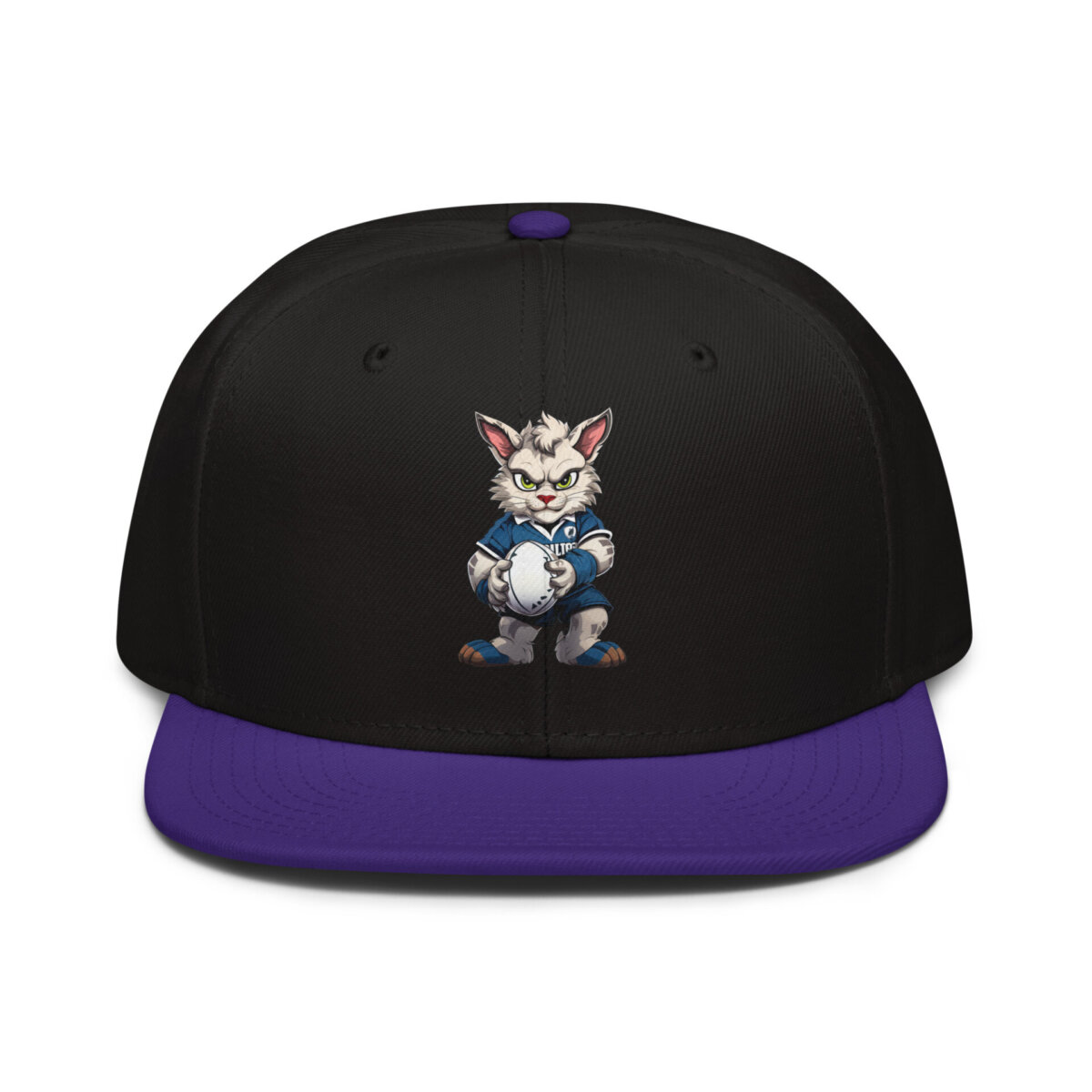 Rugby Cat Snapback Cap Lila Schwarz Schwarz