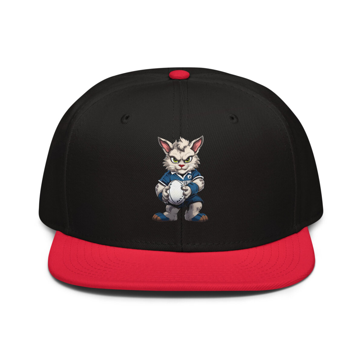 Rugby Cat Snapback Cap Rot Schwarz Schwarz