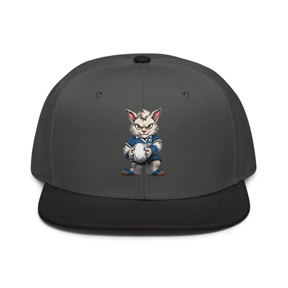 Rugby Cat Snapback Cap Schwarz Anthrazit Anthrazit