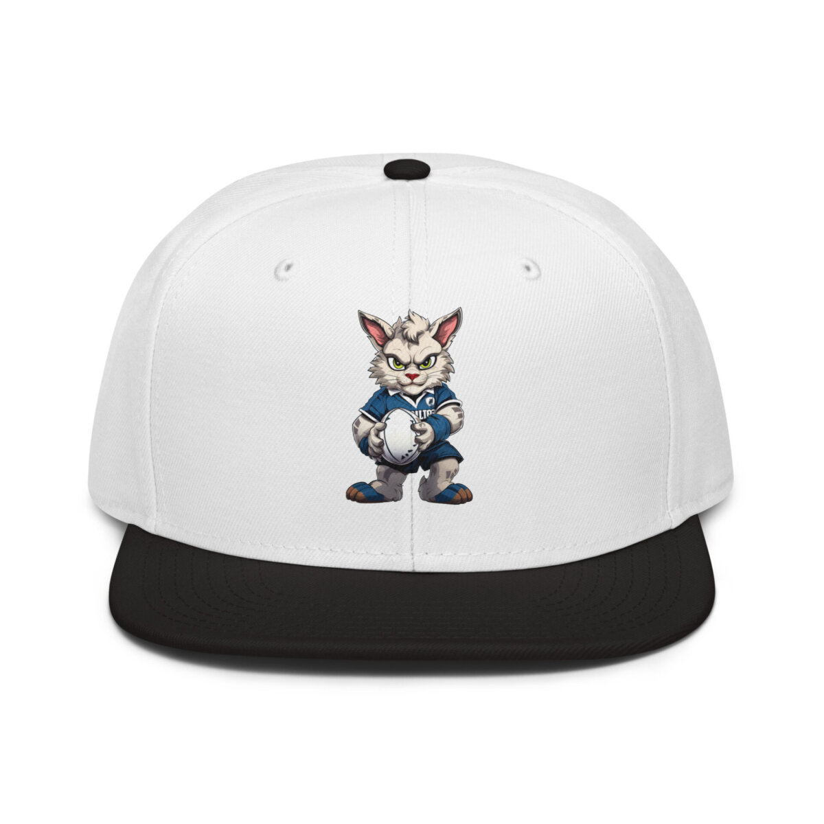 Rugby Cat Snapback Cap Schwarz Weiss Weiss