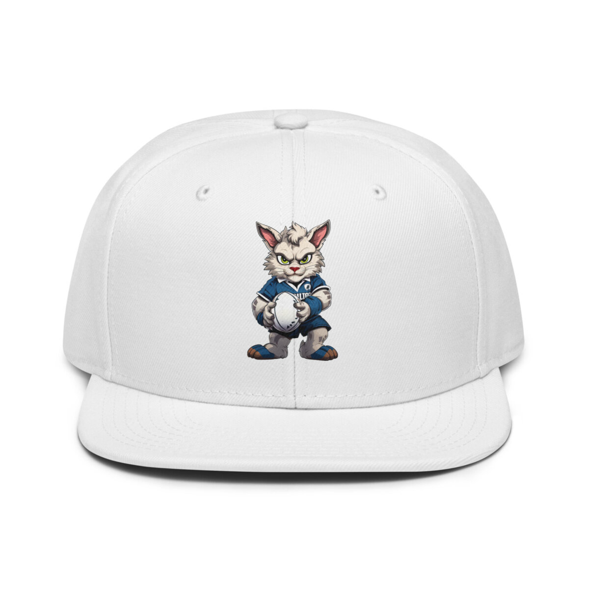Rugby Cat Snapback Cap Weiss