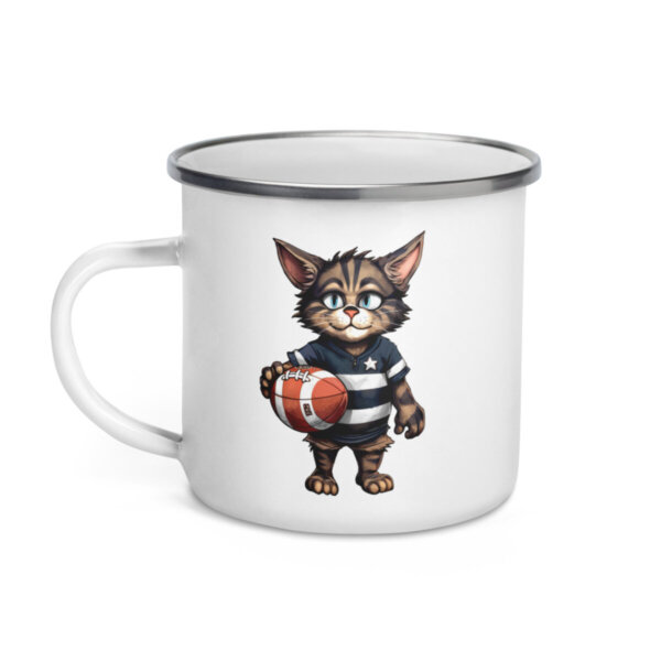 Rugby Katzen Camping Tasse Emaille