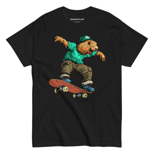 Skateboard Murmeltier Maenner T Shirt Schwarz