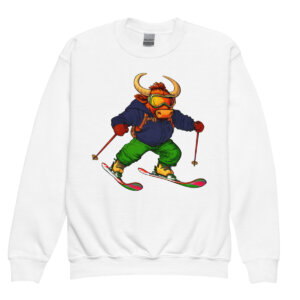 Ski Stier Kinder Pullover Weiss