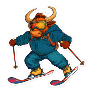 Skifahrer Stier Aufkleber