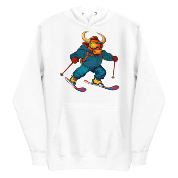 Stier Ski Frauen Kapuzenpulli Weiss
