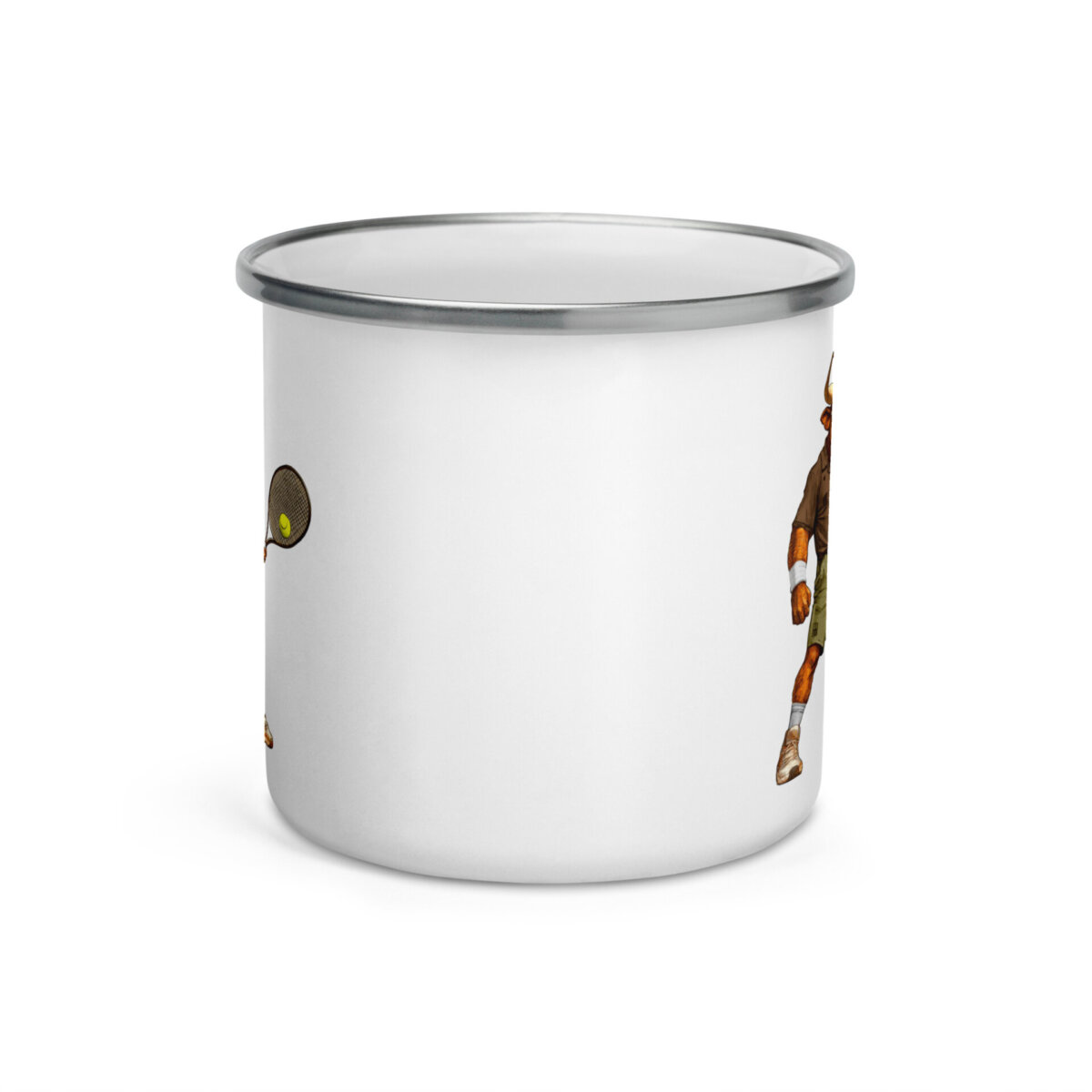 Stier Tennisspieler Camping Tasse Emaille