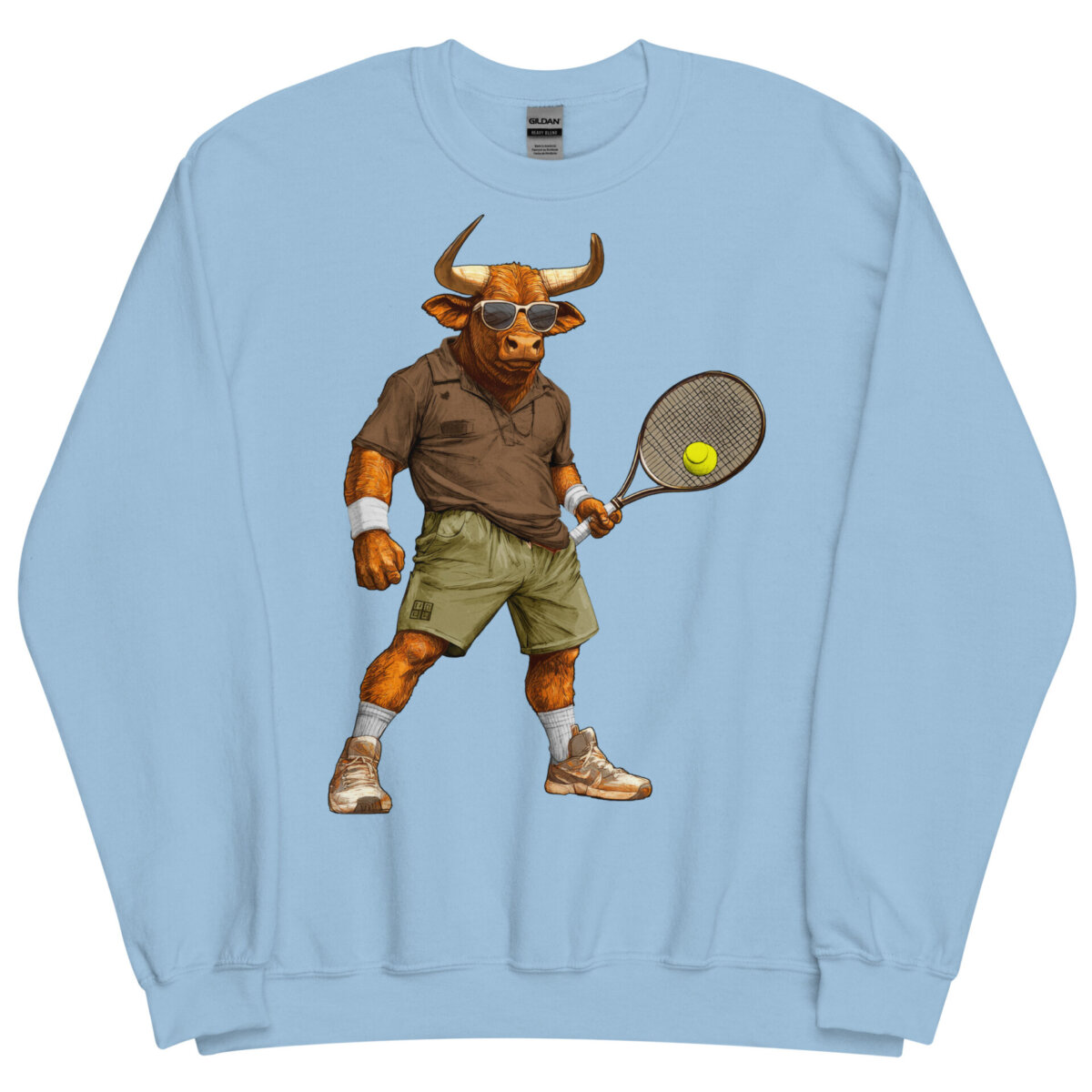 Stier Tennisspieler Maenner Pullover Hellblau