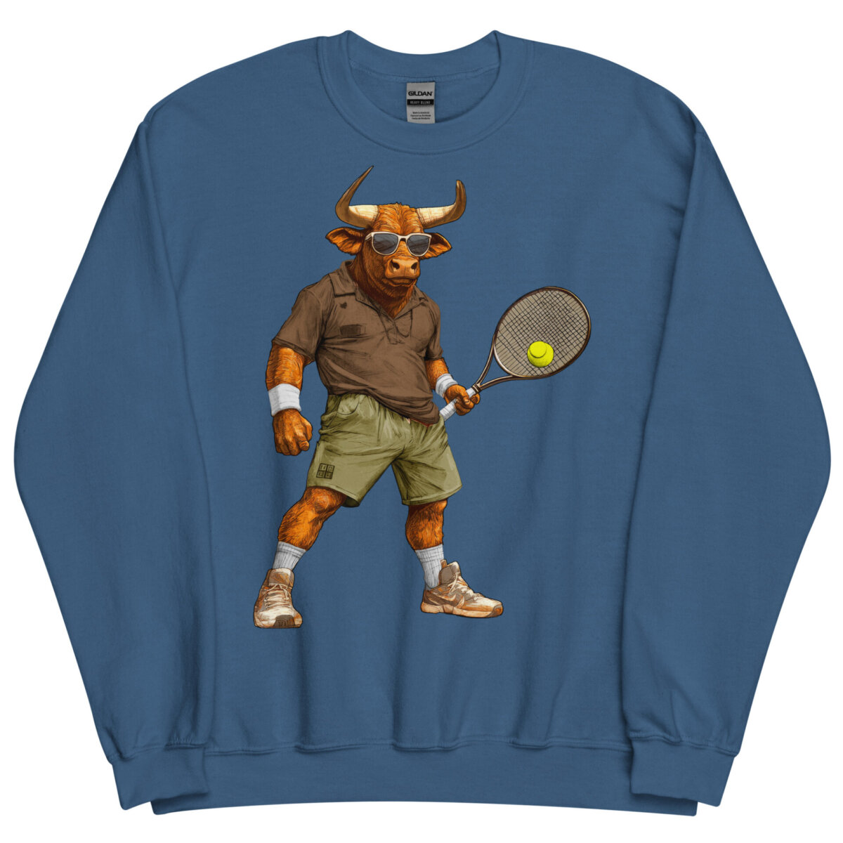 Stier Tennisspieler Maenner Pullover Indigoblau