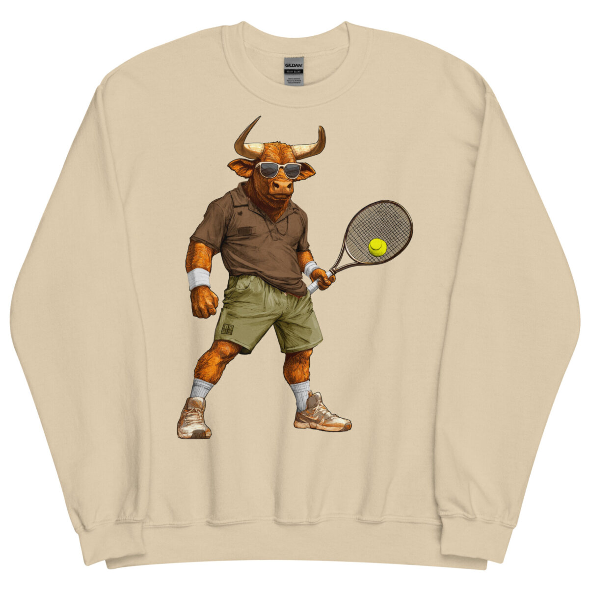 Stier Tennisspieler Maenner Pullover Sand