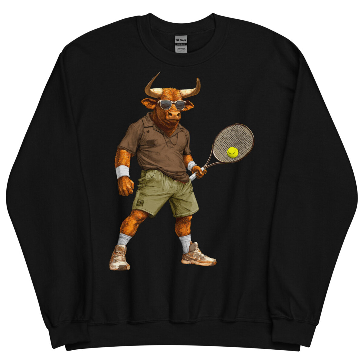Stier Tennisspieler Maenner Pullover Schwarz