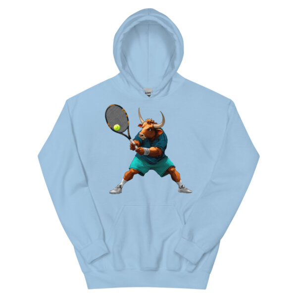 Tennisspieler Stier Maenner Kapuzenpulli Hellblau
